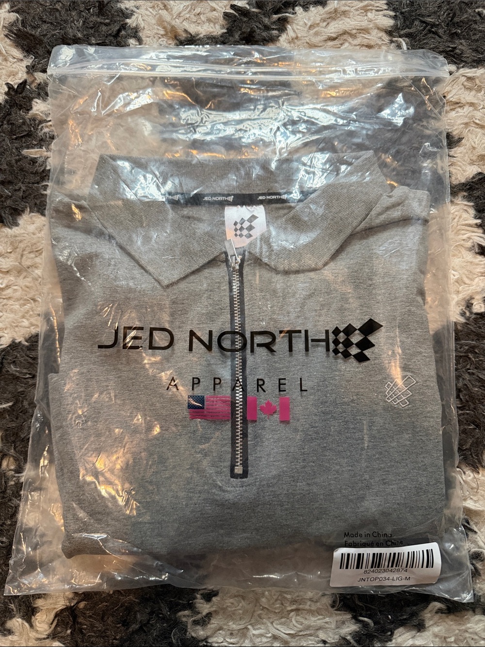 Jed North Men's Gray Quarter Zip Muscle Fit Polo Shirt Size Medium - Picture 9 of 9